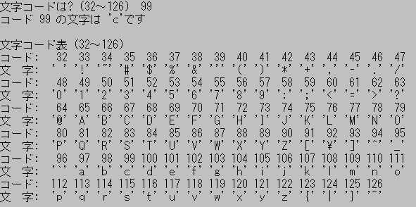 文字コード表出力